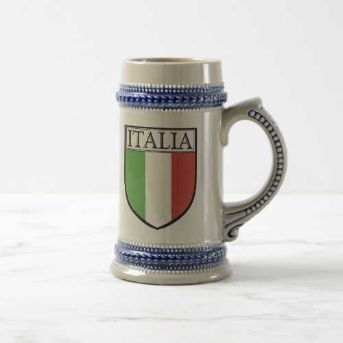 Italy Crest Beer Stein  Italia Flag Mug