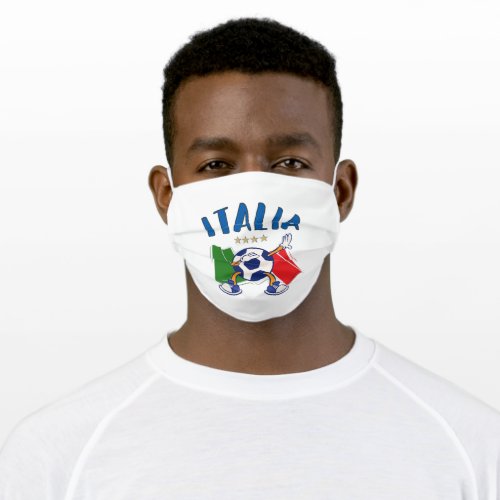 Italy Dabbing Soccer Ball Flag 4 stars Adult Cloth Face Mask