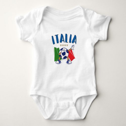 Italy Dabbing Soccer Ball Flag 4 stars Baby Bodysuit