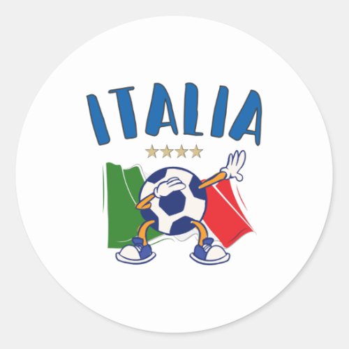 Italy Dabbing Soccer Ball Flag 4 stars Classic Round Sticker