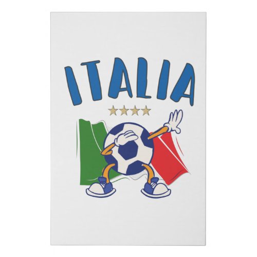 Italy Dabbing Soccer Ball Flag 4 stars Faux Canvas Print