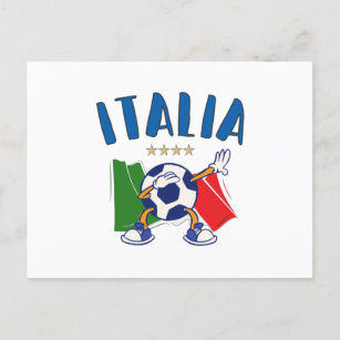 Italy Dabbing Soccer Ball Flag 4 stars Postcard