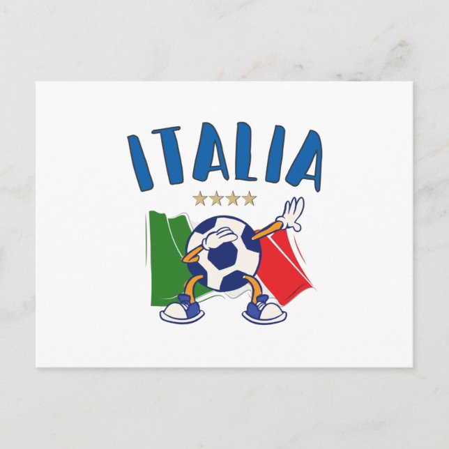 Italy Dabbing Soccer Ball Flag 4 stars Postcard (Front)