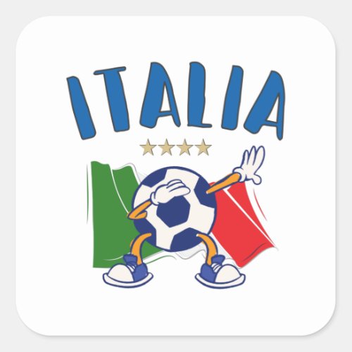 Italy Dabbing Soccer Ball Flag 4 stars Square Sticker