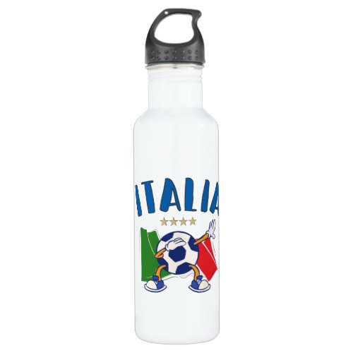 Italy Dabbing Soccer Ball Flag 4 stars Stainless Steel Water Bottle