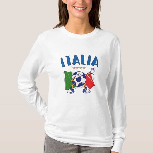 Italy Dabbing Soccer Ball Flag 4 stars T-Shirt (Front)