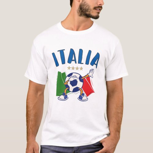 Italy Dabbing Soccer Ball Flag 4 stars T_Shirt