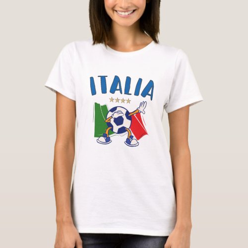 Italy Dabbing Soccer Ball Flag 4 stars T_Shirt