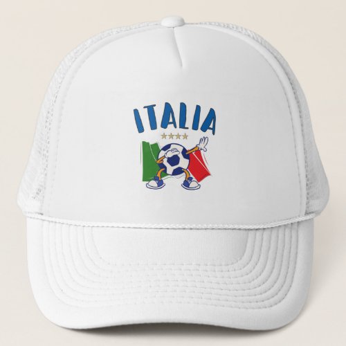 Italy Dabbing Soccer Ball Flag 4 stars Trucker Hat