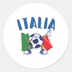 Italy Dabbing Soccer Ball Flag Classic Round Sticker