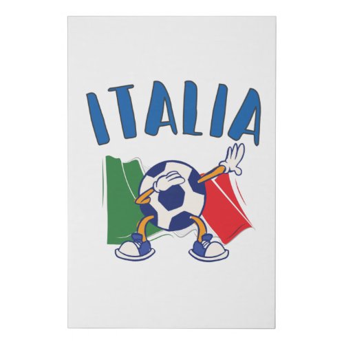 Italy Dabbing Soccer Ball Flag Faux Canvas Print