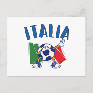 Italy Dabbing Soccer Ball Flag Postcard