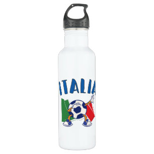 Italy Dabbing Soccer Ball Flag Stainless Steel Water Bottle