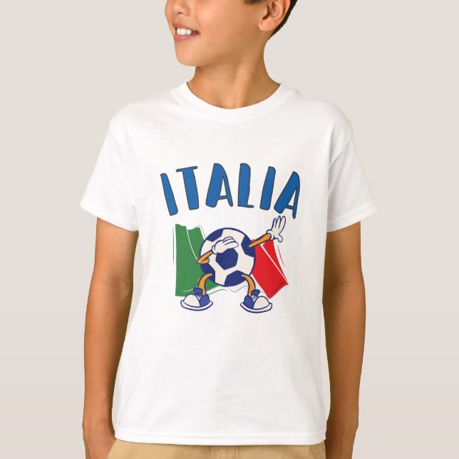 Italy Dabbing Soccer Ball Flag T-Shirt (Front)