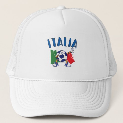 Italy Dabbing Soccer Ball Flag Trucker Hat