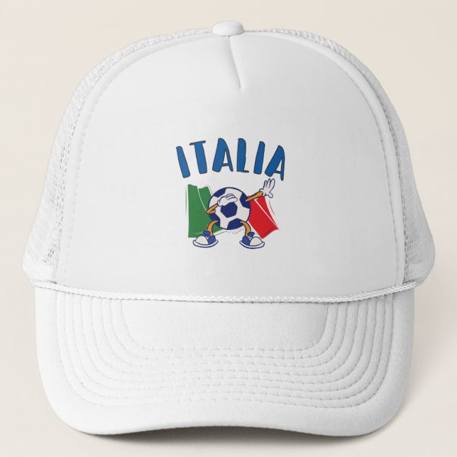 Italy Dabbing Soccer Ball Flag Trucker Hat (Front)