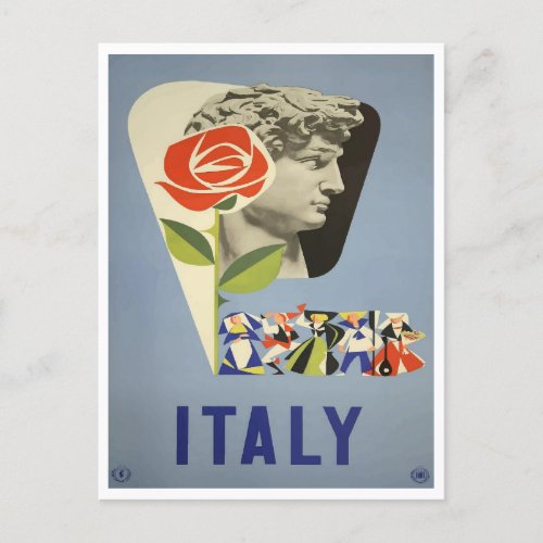 Italy David Statue Vintage Travel Postcard