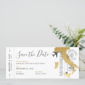 Italy Destination Boarding Pass Save the Date Gold Invitation (Standing Front)