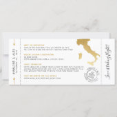 Italy Destination Boarding Pass Save the Date Gold Invitation (Back)