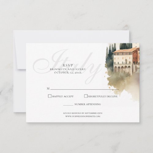 Italy Destination Wedding Watercolor RSVP Card