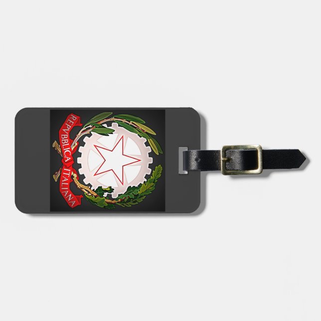 Italy Emblem Dark Luggage Tag (Front Horizontal)