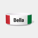 Italy Flag and Pet Name Green White and Red Pet Bowl<br><div class="desc">This Italian flag pet bowl has black text between the two Italy flags. You can edit the text to show your pet's name.</div>