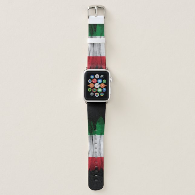 Italy flag brush stroke, national flag apple watch band (Front)
