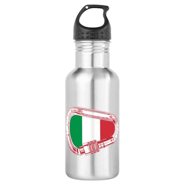 Italy Flag Climbing Carabiner Stainless Steel Water Bottle (Front)