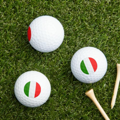 Italy flag colors red white green golf balls