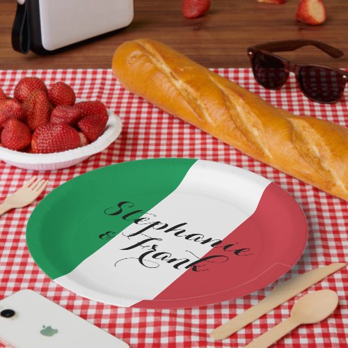 Italy Flag Colors Wedding Paper Plates