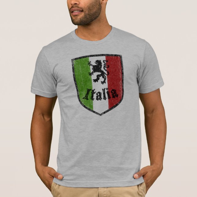 Italy Flag Crest Gray T-Shirt (Front)