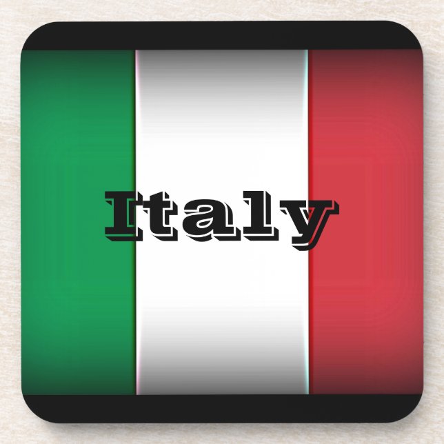 Italy Flag Dark Edge Drink Coaster (Front)