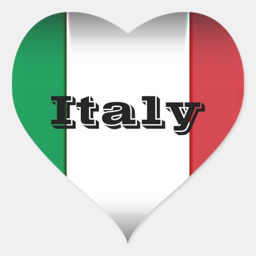 Italy Flag Dark Edge Heart Sticker
