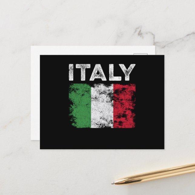 Italy Flag Distressed - Italian Flag Postcard (Front/Back In Situ)