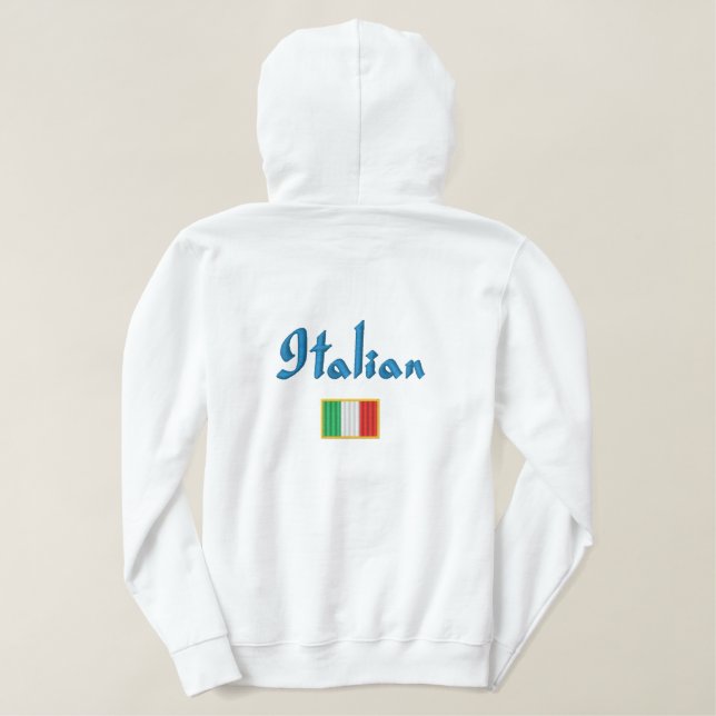 Italy Flag Embroidered Hoodie (Design Back)