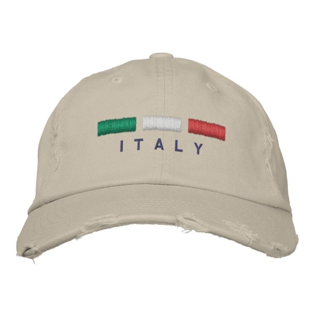 Italy Flag Embroidery Embroidered Baseball Hat (Front)