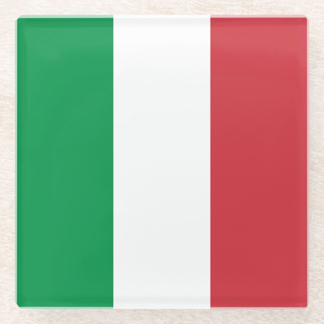 Italy Flag Glass Coaster (Front)