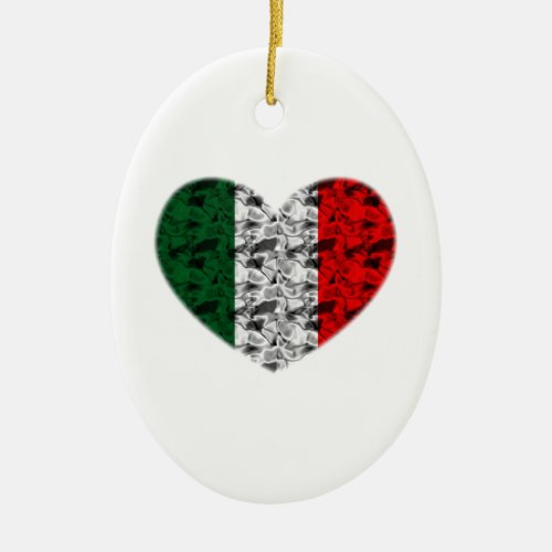 Italy Flag Heart Ceramic Ornament