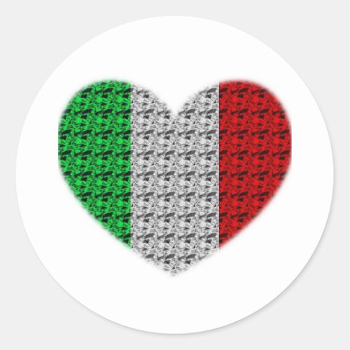 Italy Flag Heart Classic Round Sticker
