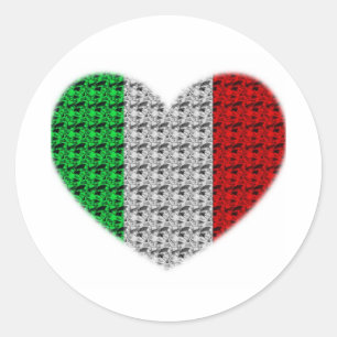Italy Flag Heart Classic Round Sticker
