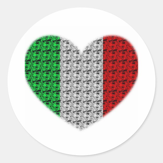 Italy Flag Heart Classic Round Sticker (Front)