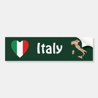 Italy Flag Heart + Map Bumper Sticker