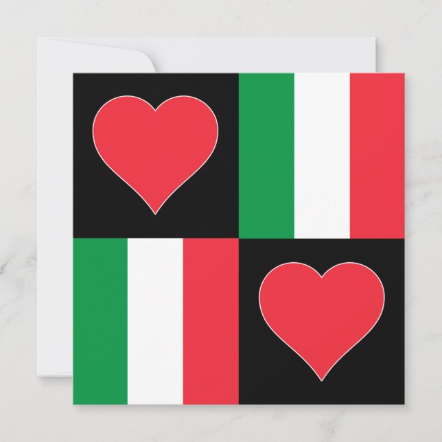 Italy Flag Heart Patriotic Italian Greeting Card (Front)