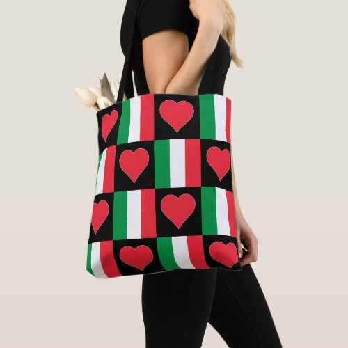 Italy Flag Heart Pattern Patriotic Italian Pride Tote Bag