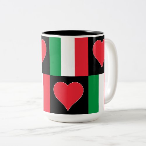 Italy Flag Heart Pattern Patriotic Italian Pride Two_Tone Coffee Mug