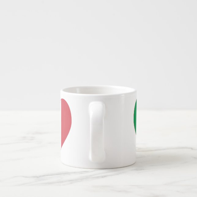 Italy Flag Heart Red Border Espresso Cup (Back)