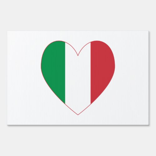 Italy Flag Heart Red Border Sign