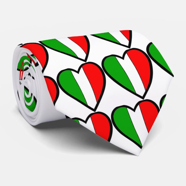 Italy Flag Hearts Neck Tie (Rolled)