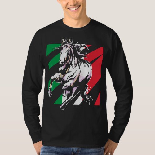 Italy Flag Horse Riding Equestrian Sport Horseshoe T_Shirt