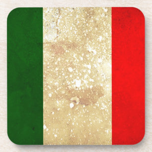 Italy Flag in Grunge Drink Coaster